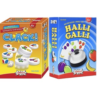 Amigo 02765 - Clack!, 17,1 x 12,8 x 5,6cm & Spiel + Freizeit 1700 Halli Galli. Auf die Glocke fertiglos