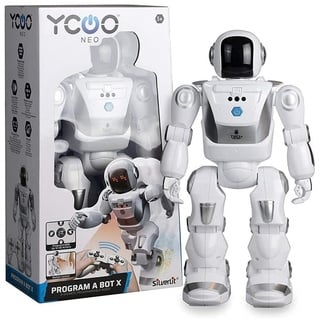 YCOO 88071 Programm A BOT X by Silverlit, Ferngesteuerter Roboter, programmierbar, Ton- und Lichteffekte, Bewegungssensoren, multidirektionale Steuerung, Reichweite 1m, 40 cm, weiß, ab 5 Jahren