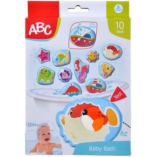 Simba 104010196 - ABC Magisches Badepuzzle, Badesticker, 10 Stück, 10cm, Haften am Badewannenrand, Badespaß, bunte Motive, Farbwechsel, Badewannenspielzeug, ab 12 Monaten