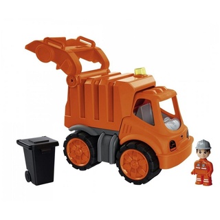 BIG Spielzeug-Müllwagen Power Worker Midi Müllwagen mit Figur, Spielzeugauto, für Sandkasten, Sandspielzeug orange