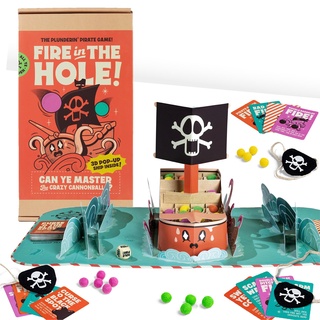 Fire in The Hole - Piraten, Plastikfreies Pop-Up Partyspiel für Kinder, Jugendliche und Erwachsene. Öko-Freundlich, Nachhaltiges Tischstrategiespiel für Jungen, Familienspielabend, 2-4 Spieler