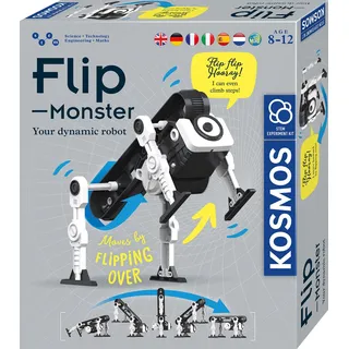 KOSMOS 617394 Flip-Monster, Dynamik-Bot, Roboter Bausatz mit innovativem Überschlagsantrieb, Spielzeug Roboter für Kinder ab 8 Jahre, Technik Bausatz, Experimentierkasten mit mehrsprachiger Anleitung