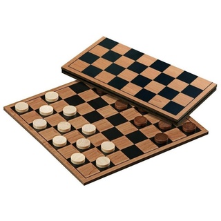 Philos Spiel, Familienspiel 3144 - Dame, Set, Brettspiel aus Holz, 1-2 Spieler, ab 8 Jahre, Strategiespiel braun
