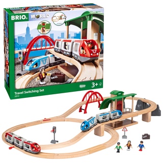 BRIO World 33512 Großes BRIO Bahn Reisezug Set - Eisenbahn mit Bahnhof, Schienen und Figuren - Kleinkinderspielzeug empfohlen ab 3 Jahren