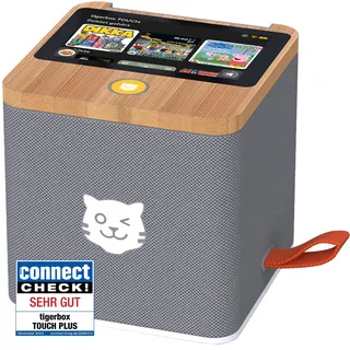 tigermedia tigerbox Touch Plus grau mit extra Langer Akkulaufzeit und Bluetooth Kopfhöreranschluss, Boombox, Lautsprecher, Lieder, Hanni und Nanni, Sandmännchen, für 4-12 Jahren