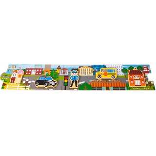 small foot 10794 Storypuzzle Stadt aus bemaltem Holz aus fünf großen, Puzzleteil beinhaltet EIN extra Setzpuzzle, REGT Fantasie und Sprachentwicklung an und fördert die Motorik