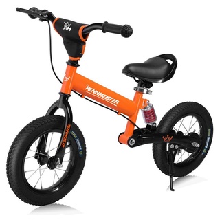 Rennmeister Laufrad Orange, Höhenverstellbar Bremse ab 2-5 Jahre Fahrrad 12 Zoll Luftreifen orange