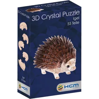 Crystal Puzzle | 3D Igel Braun| Transparentes Design | 55 Teile | Bausatz für Kinder und Erwachsene | HCM Kinzel