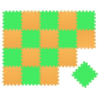 LittleTom Puzzlematte 18 Teile Baby Kinder Puzzlematte ab Null - 30x30cm, hellgrün gelbe Matte bunt