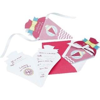 Roth, Grusskarte + Briefpapier, Einladungskarte Schulanfang "Schultüte" pink (5 Stk.)