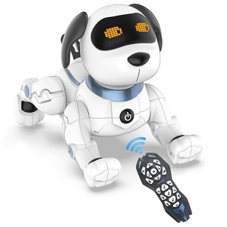 Ferngesteuertes Roboter Hundespielzeug für Kinder, RC Stunt Dog Robot Toy, programmierbarer intelligenter Roboter Welpenspielzeug Hund interaktiv mit Singen, Tanzen, Gehen für Weihnachten