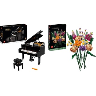 LEGO 21323 Ideas Konzertflügel Bauset für Erwachsene, Schaustück, Geschenk für Sammler, mit Motor und funktionierenden Tasten & 10280 Creator Expert Blumenstrauß, künstliche Blumen, Botanik Kollektion