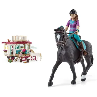 SCHLEICH 42593 Wohnwagen für geheime Club-Treffen, für Kinder ab 5-12 Jahren, Horse Club - Spielset & 42541 Horse Club Lisa & Storm, für Kinder ab 5-12 Jahren, Horse Club - Spielset