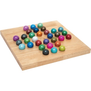 Remember Solitär Brettspiel – Farbenfrohe 32 Kugeln, Holzspielbrett – Knobelspiel für Erwachsene und Kinder ab 5 Jahren