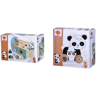 Eichhorn - Panda Linie - Steckbox, Steckspielzeug inkl. 8 verschiedenen Steckbausteinen & - Nachziehtier, Panda mit Geräuschen und Bewegung, 15 cm lang, aus Birkenholz, ab 1 Jahr