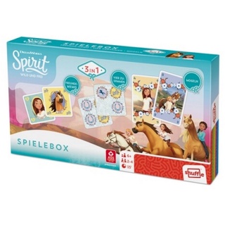 ASS Spiel DreamWorks Spirit Spielebox 3in1, Freunde-Memo, Vier zusammen, mogeln, Kartenspiel grün