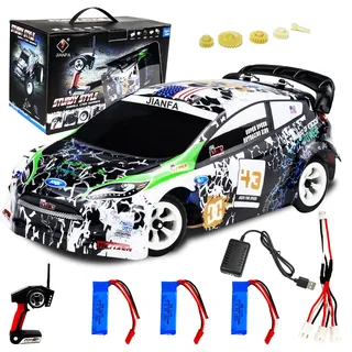 JIANFA WLtoys K989 RC Auto, Verbessert 500mah Batterie * 3 Ferngesteuertes Auto im Maßstab 1:28 2.4G 4WD 30KM/H High Speed RC Race Car Drift Car