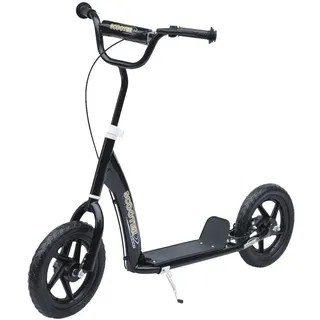 HOMCOM Kinderroller mit Hinterbremse Kickscooter 12 Zoll Tretroller Roller Scooter Cityroller für Kinder Kickboard Höhenverstellbar Stahl EVA Sch... - Schwarz