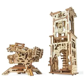 UGEARS Modellbausatz 70048 - Turmballista - 292 Bauteile braun