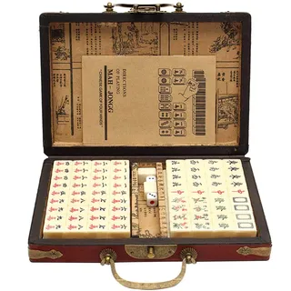 Gusengo Mini Mahjong Set - Traditionelle Chinese Riichi Mahjong Set Mit Mahjong-Box, Reise Mahjong Set Tragbarer, Chinesisches Strategiespiel Klassische Brettspiele