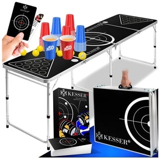 KESSER Klapptisch, Beer Pong Tisch Set mit Kartenspiel Trinkspiel schwarz