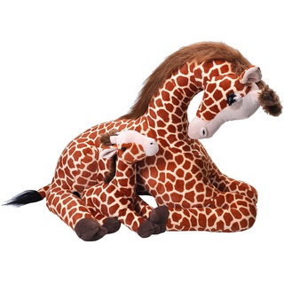 Wild Republic Mom and Baby Jumbo Giraffe, Großes Kuscheltier, 76 cm, Geschenkidee für Kinder, Kuscheltier mit Baby, Riesen-Stofftier aus recycelten Wasserflaschen