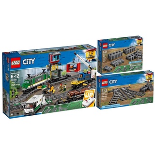 LEGO® Spielbausteine 60198-205-238 City 3er Set Güterzug + Schienen + Weichen
