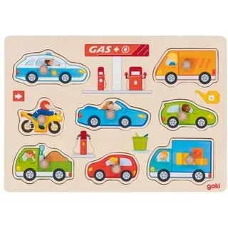 GOKI 57341 Steckpuzzle 8 Teile Tankstelle