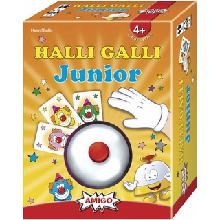 Amigo Halli Galli Junior Kartenspiel - Unterhaltsames Spiel für Kinder, 56 Tiermotiv-Karten, Glocke für Action & Spaß