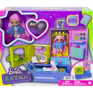 Barbie Extra Minis Set inkl. Puppe (pinke Haare) & Haustiere