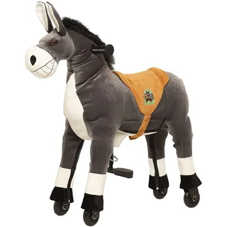 Animal Riding Reittier Esel „Dundy“ Small (für Kinder 3-5 Jahren, Farbe grau, Sattelhöhe 56 cm, mit Rollen) ARD012S