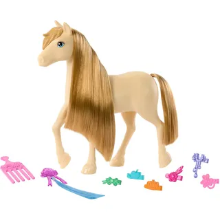 Barbie-Pferd und Zubehör, Spielzeug von Barbie Mysteries: Das geheimnisvolle Pferdeabenteuer“, extra lange Mähne für Spaß beim Bürsten und Stylen (Stile können variieren), HXJ36