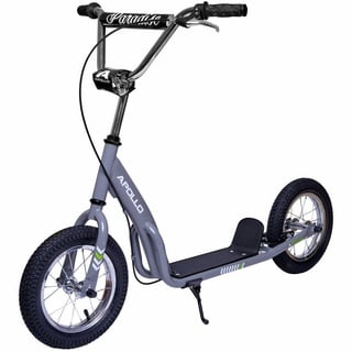 Apollo Scooter Retro Scooter Paradise City Roller mit 12,5 Zoll Luftreifen, Tretroller für Kinder und Jugendliche mit extra breiter Trittfläche grau