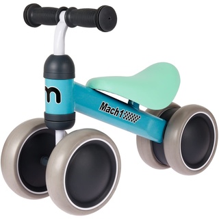 Mini Kinder Kleinkinder Laufrad | von 1-3 Jahre | 4 weiche leise Räder | Lauflernrad Kinderlaufrad Rutscher (Hellblau)