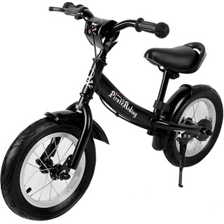 Spielwerk® Kinder Laufrad Höhenverstellbar Bremse Lenkrad ab 2-5 Jahre Fahrrad 12 Zoll Luftreifen Lauflernrad Sattel Gummigriffe Balance Bike Schwarz