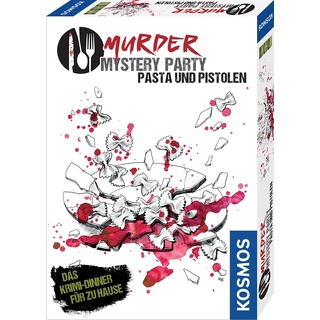 KOSMOS 695095 Murder Mystery Party - Pasta und Pistolen, Das Krimi-Dinner für zu Hause, Komplett-Set für genau 8 Personen ab 16 Jahren, Partyspiel