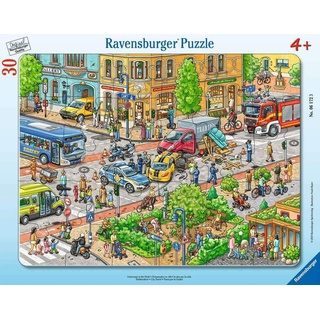 Ravensburger Kinderpuzzle 06172 - Unterwegs in der Stadt - Rahmenpuzzle