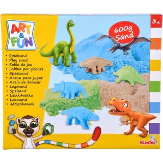 Simba 106344621 Art and Fun Spielsand Set Dinosaurier, 3X 200g Sand, Plattform, 4X Dino 3D Form, Fos