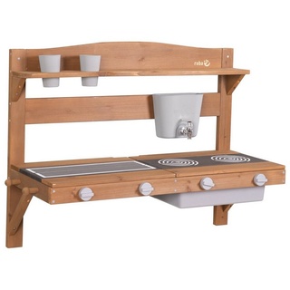 roba® Outdoor-Spielküche Matschküche zum Hängen, aus FSC zertifiziertem Holz mit Wasserspender & Zubehör braun kidtini GmbH