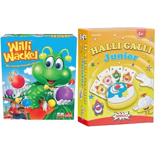 Goliath Willi Wackel, Gesellschaftsspiele für Kinder ab 4 Jahren, Kinderspiel für 2 bis 4 Spieler & Amigo 7790 - Halli Galli Junior, Kartenspiel