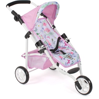 Bayer Chic 2000 - Puppenbuggy Lola, Jogging-Buggy, Puppenjogger, Puppenwagen, Flowers, 612-53, Flowers, Rosa