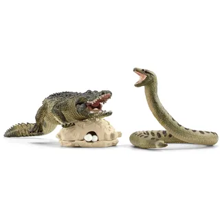 schleich WILD LIFE 42559 Gefahr im Sumpf Alligator und Schlange - 5-Teiliges Realistisches Tiere Set Spielzeug mit Nest und Eiern, Pädagogisches Tiere Figuren Set für Kinder ab 3 Jahren