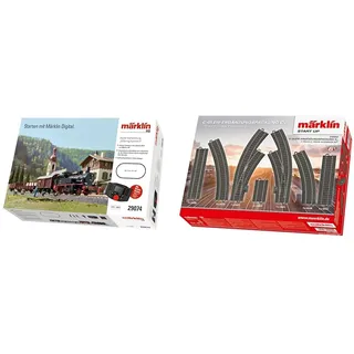 Märklin BR 74 Digital-Startpackung Güterzug Epoche 3, Spur H0 Modelleisenbahn, viele Soundfunktionen, mit Mobile Station und C-Gleis Schienen & Start up 24904 - C-Gleis-Ergänzungspackung C4, Spur H0