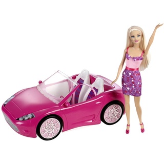 Mattel Y7056 - Barbie - Glam Cabrio und Puppe, Fahrzeug inklusive