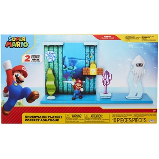 Nintendo Unisex Kinder - inkl. Nintendo Super Mario Spielset Unterwasser Welt inkl 6cm Mario Figur, Bunt, 20x10x8 cm EU