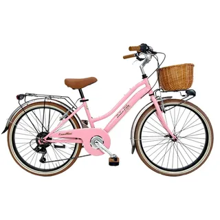 Dolce Vita by Canellini JUNIOR Fahrrad Citybike Madchen mit Korb - Rosa 24" - Rosa