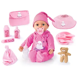 Bayer Design 94697AL Piccolina Real Tears Babypuppe interaktiv, weint echte Tränen, lacht, mit Zubehör, rosa