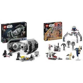 LEGO Star Wars TIE Bombe Modellbausatz mit Darth Vader Minifigur & Star Wars Clone Trooper & Battle Droid Battle Pack, Spielzeug für Kinder mit baubarem Speeder Bike