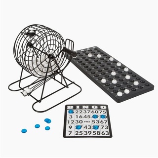 Small Foot Spielesammlung, Bingo »Bingotrommel mit Zubehör«, Lostrommel aus robustem Metall