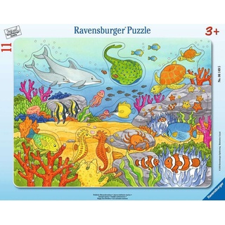 Ravensburger Kinderpuzzle - 06149 Fröhliche Meeresbewohner - Rahmenpuzzle für Kinder ab 3 Jahren, mit 11 Teilen